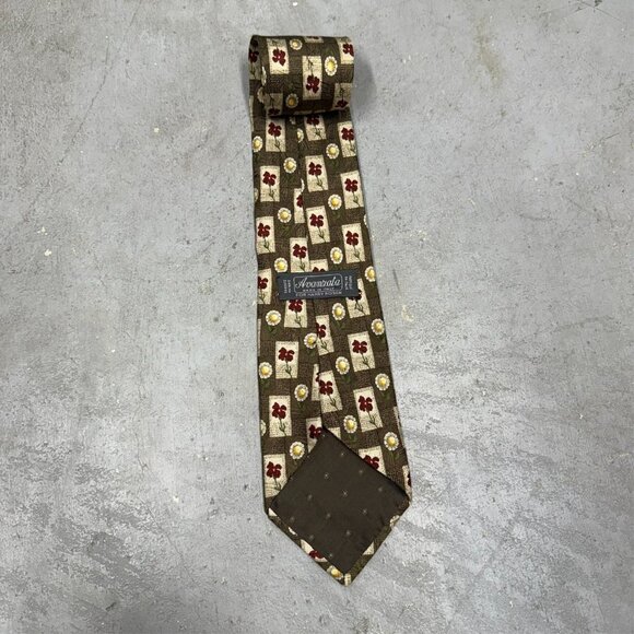 Avanlata Harry Rosen Tie Flower Pattern Made in Italy 100% Silk 3.75" - Picture 3 of 5